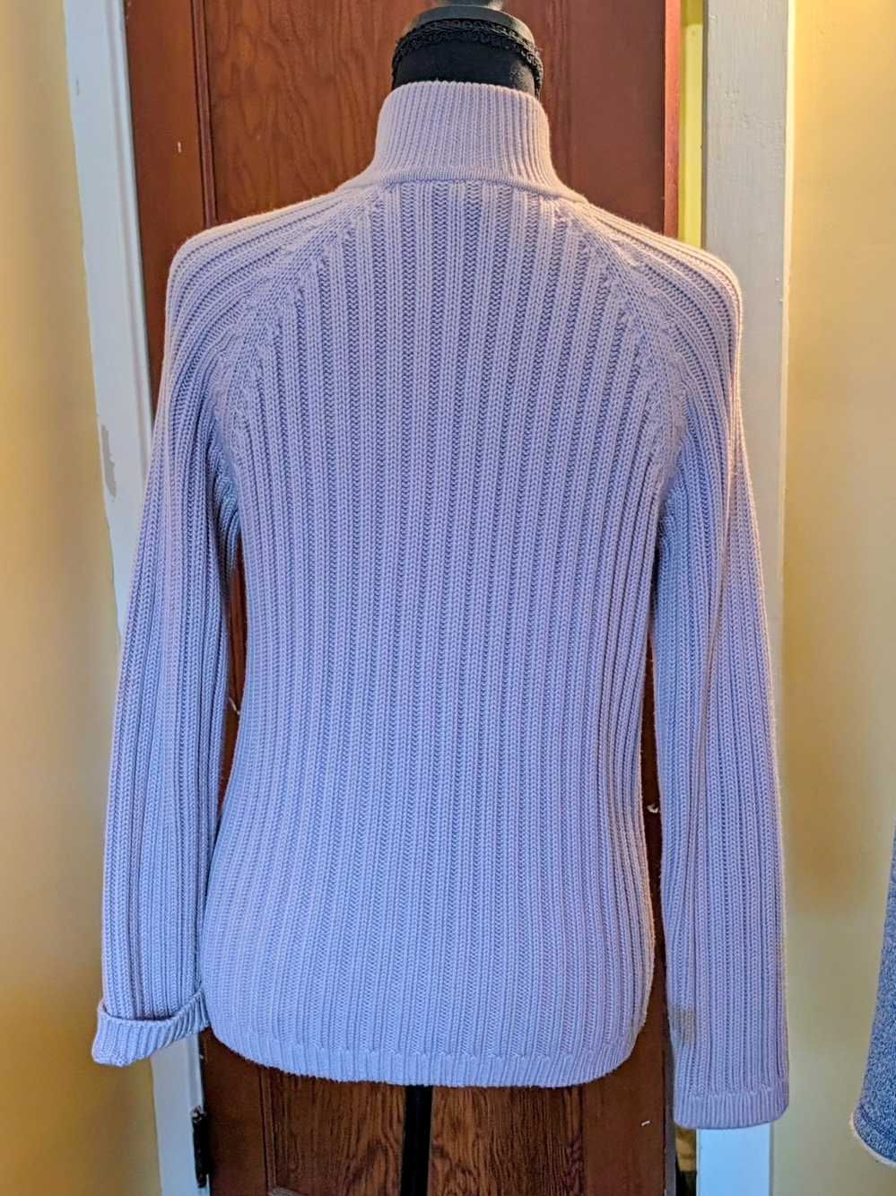 Talbots Lavender Ribbed Zip-Front Cardigan - Picture 3 of 7